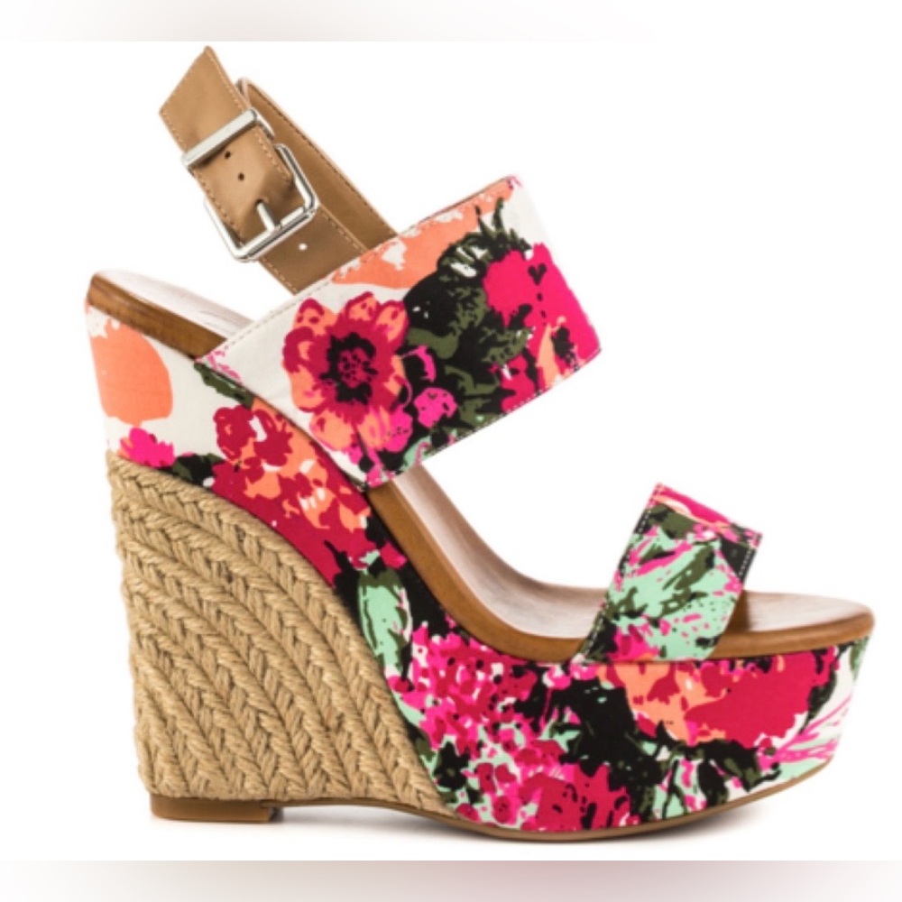 Jessica Simpson Floral Anika Espadrille Platform Wedge Sandals size 8.5M